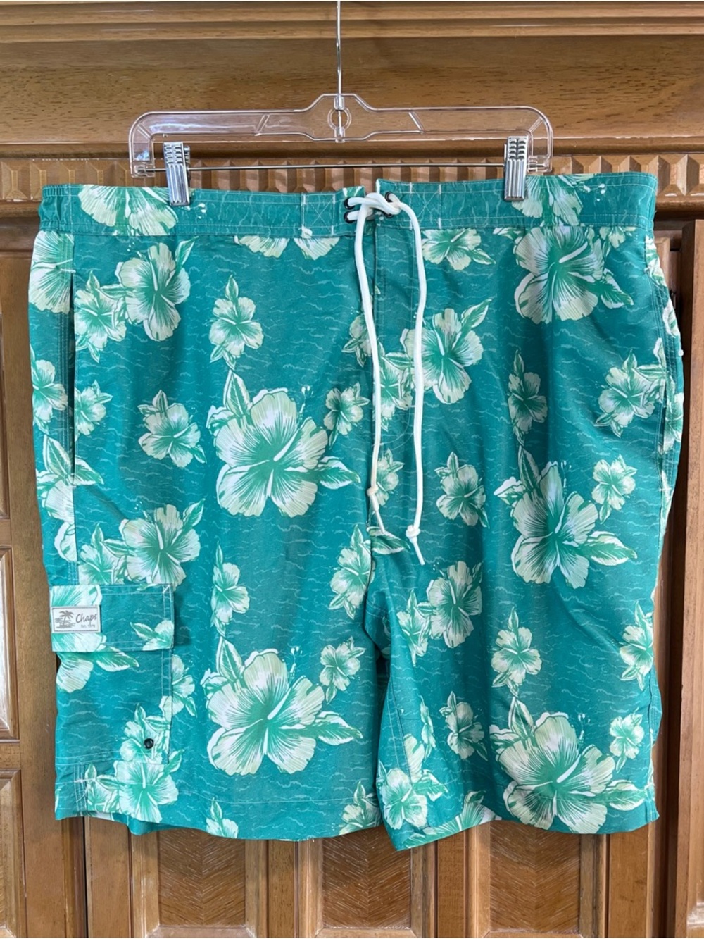 Men’s Swim Trunks Chaps Mesh Lining XXL Green White